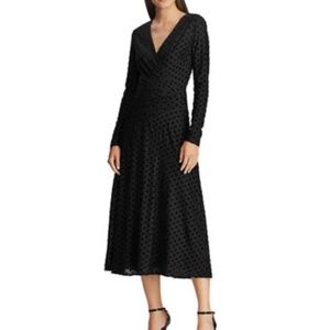 Ralph Lauren Polka Dot Velvet Fit & Flare Dress